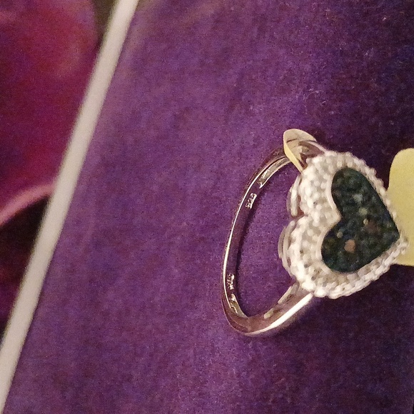 2147361-4. Blue Diamonds, Platinum over 925 Sterling Silver,  size 7 - Picture 6 of 7